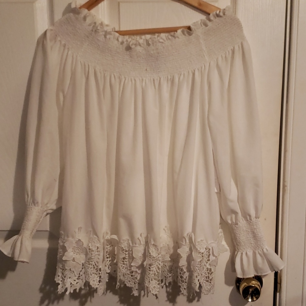 Aqua white blouse